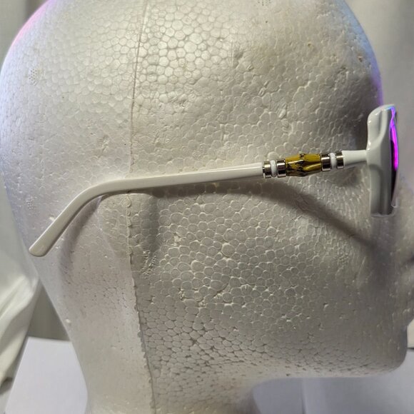 Gucci White Bamboo Sunglasses - GG3194/S - Rectangular Brown Tint - Never Worn - Picture 11 of 14